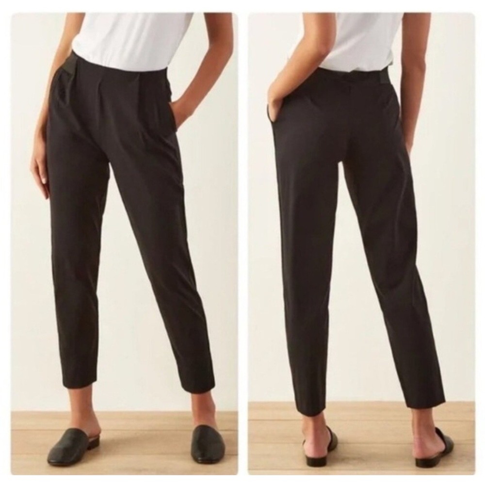 ADAY Turn It Up Pants XS Black High Waist Pleated Tapered Leg Office Workwear